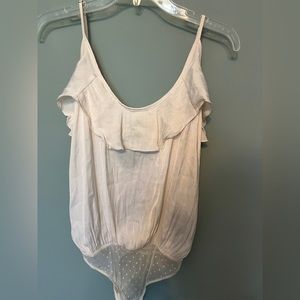 Free People Intimately ivory/cream body suit with ruffle and scoop back